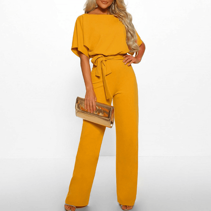 Women's Wide Leg Belted Jumpsuit