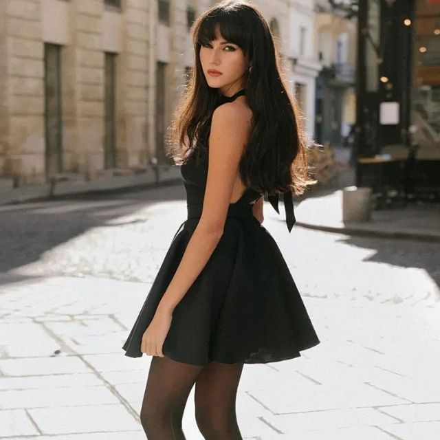 Flared Satin Cocktail Dress
