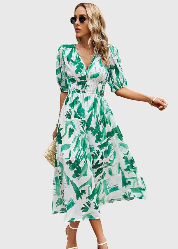 Emma & Rose Cape Town Merlin™ Flattering Floral Midi Dress in Estella pattern, showcasing a stylish floral design and midi length.