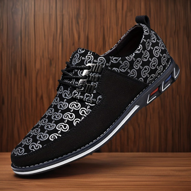 Men's Patterned Low-Top Sneakers with Cushioned Sole