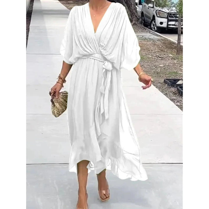 Camila | Women's midi dress with V-neck and belt