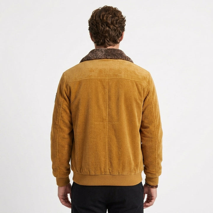 Textured Zip-Up Jacket with High Collar