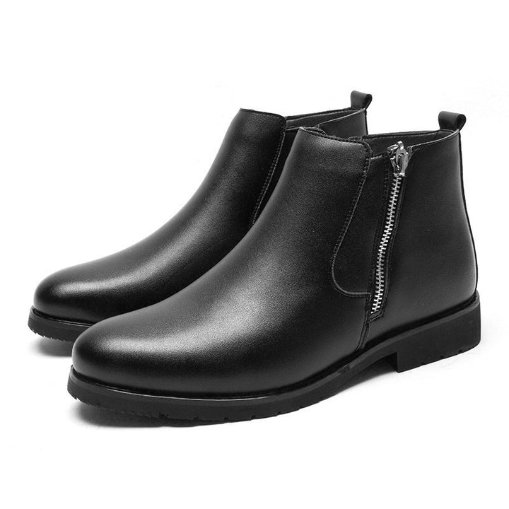 Men's Leather Ankle Boots with Side Zipper - Adrian