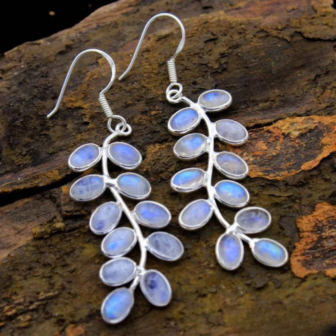 Moonstone Earrings, view 3 - Elena Harper
