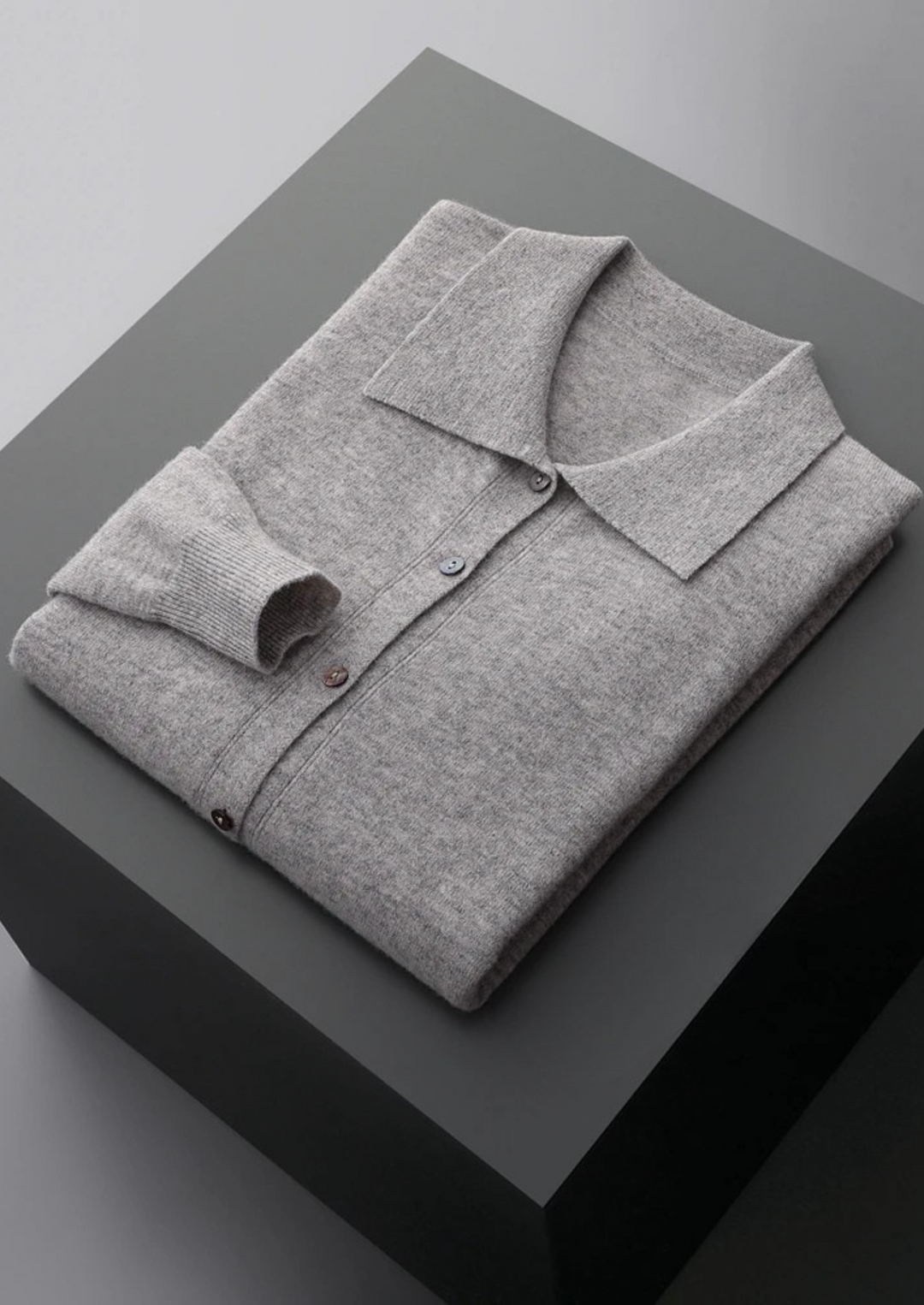 100% CASHMERE POLO CARDIGAN