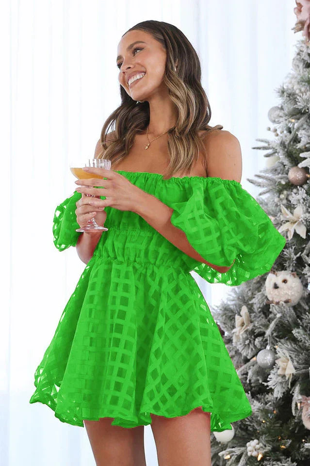 Evie Mini Dress with Puff Sleeves, view 5 - Elena Harper