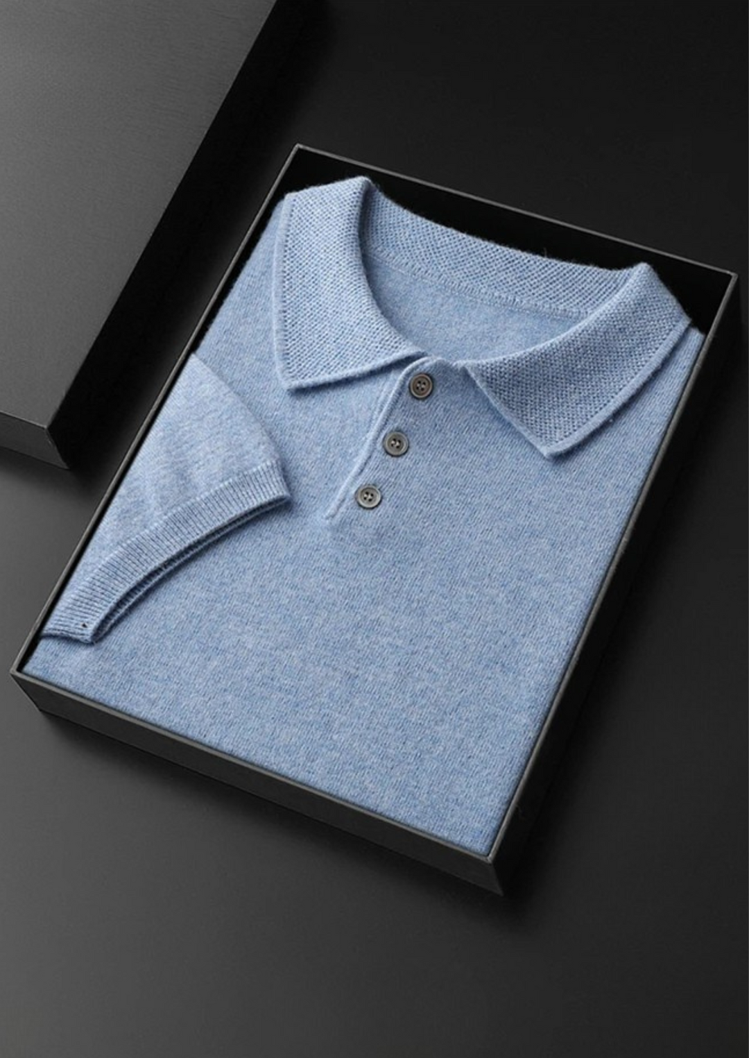 100% CASHMERE CLASSIC POLO SHIRT.