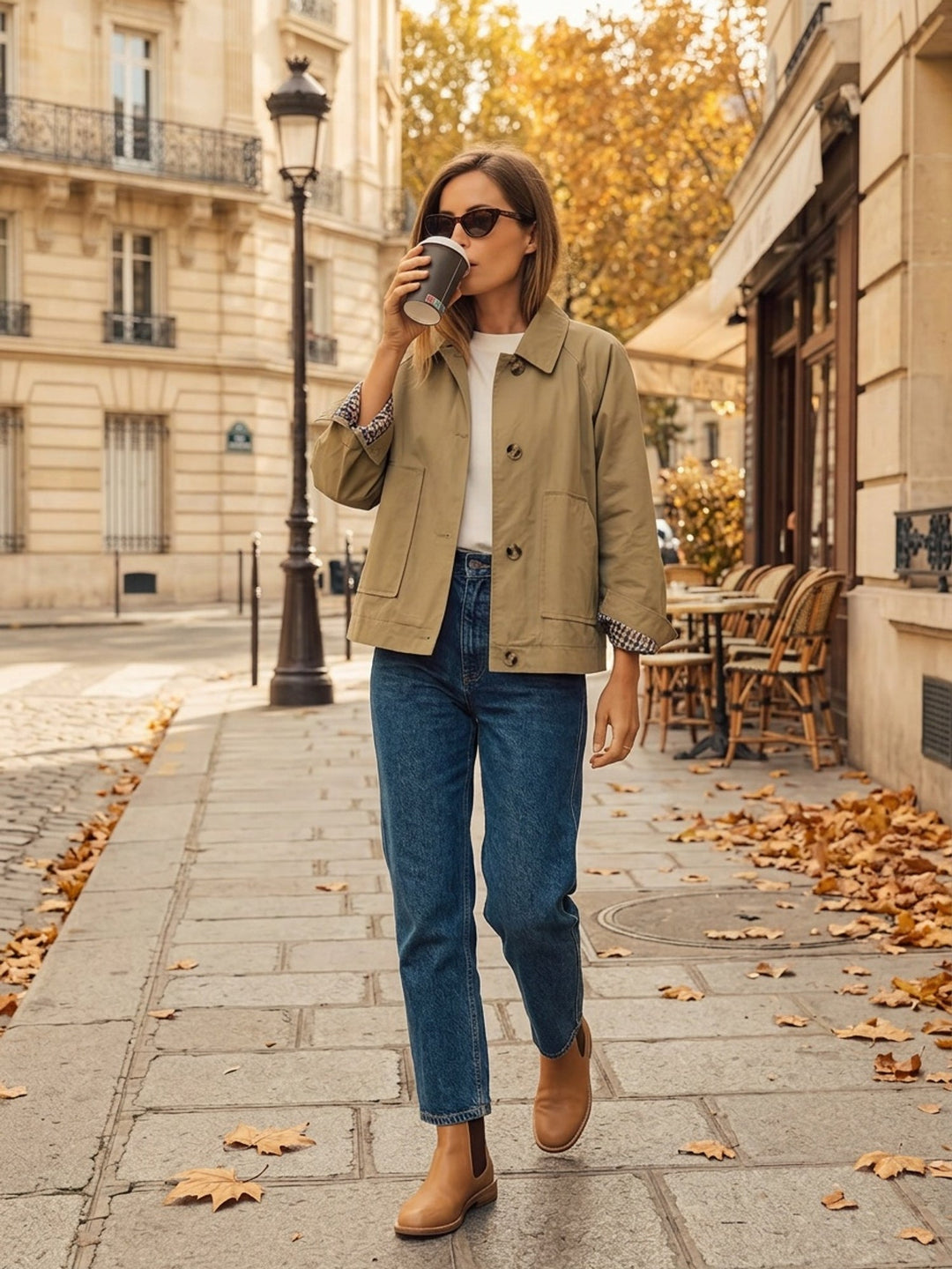 Guiselle Classic Jacket with Collar and Button Placket, view 3 - Elena Harper