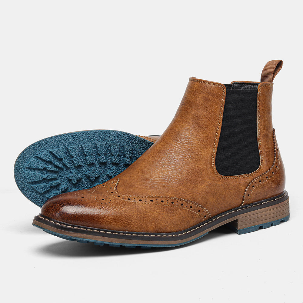 Men's Brogue Leather Ankle Boots - Alrik