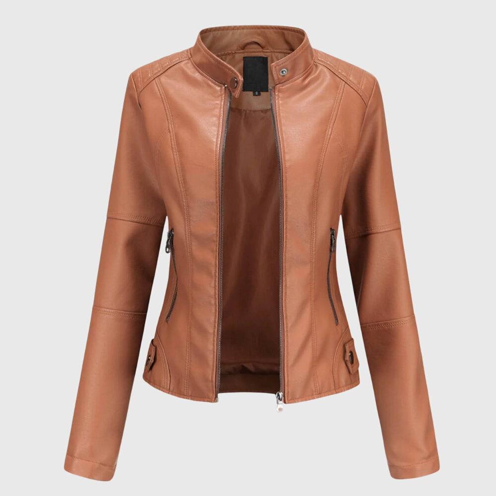 Giorgina™ stylish jacket by Emma & Rose Cape Town, made of soft luxurious fabrics, displayed on a hanger.