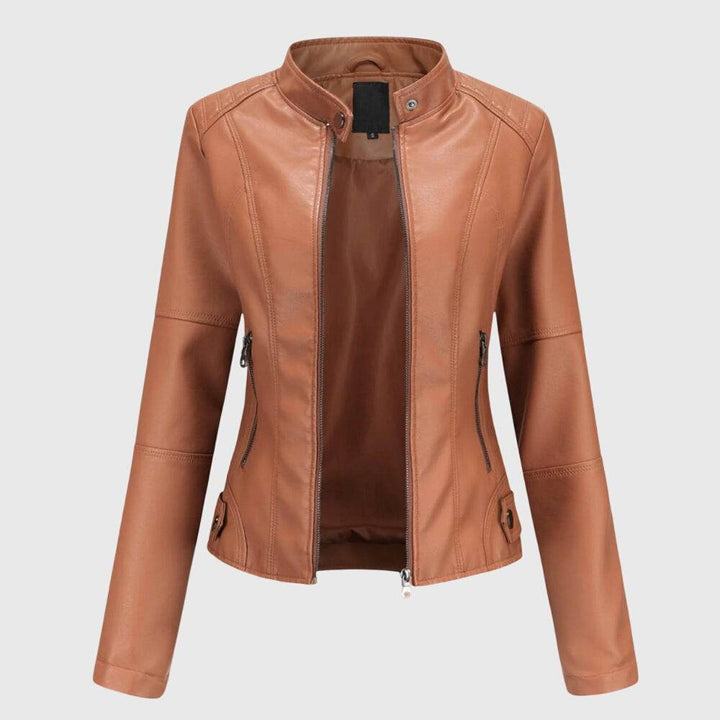 Giorgina™ stylish jacket by Emma & Rose Cape Town, made of soft luxurious fabrics, displayed on a hanger.