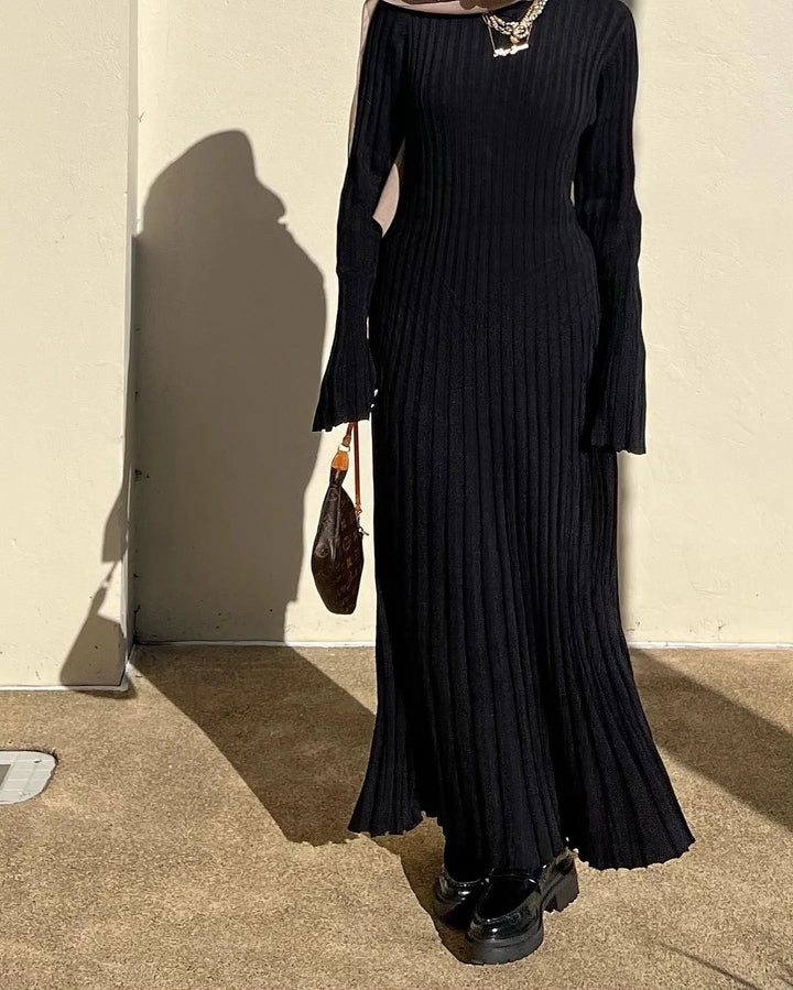 Women's Elegant Long Sleeve Midi Dress