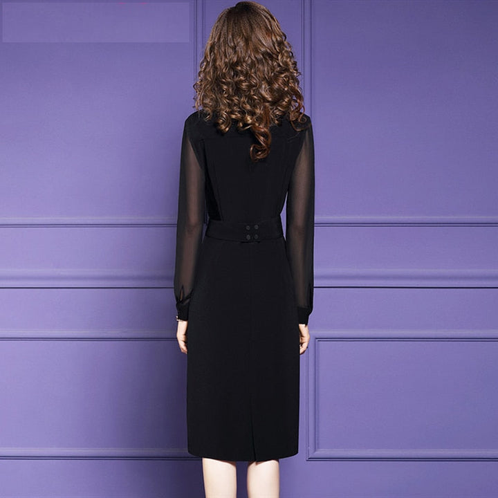 Sophie - Elegant evening dress with black knit sleeves