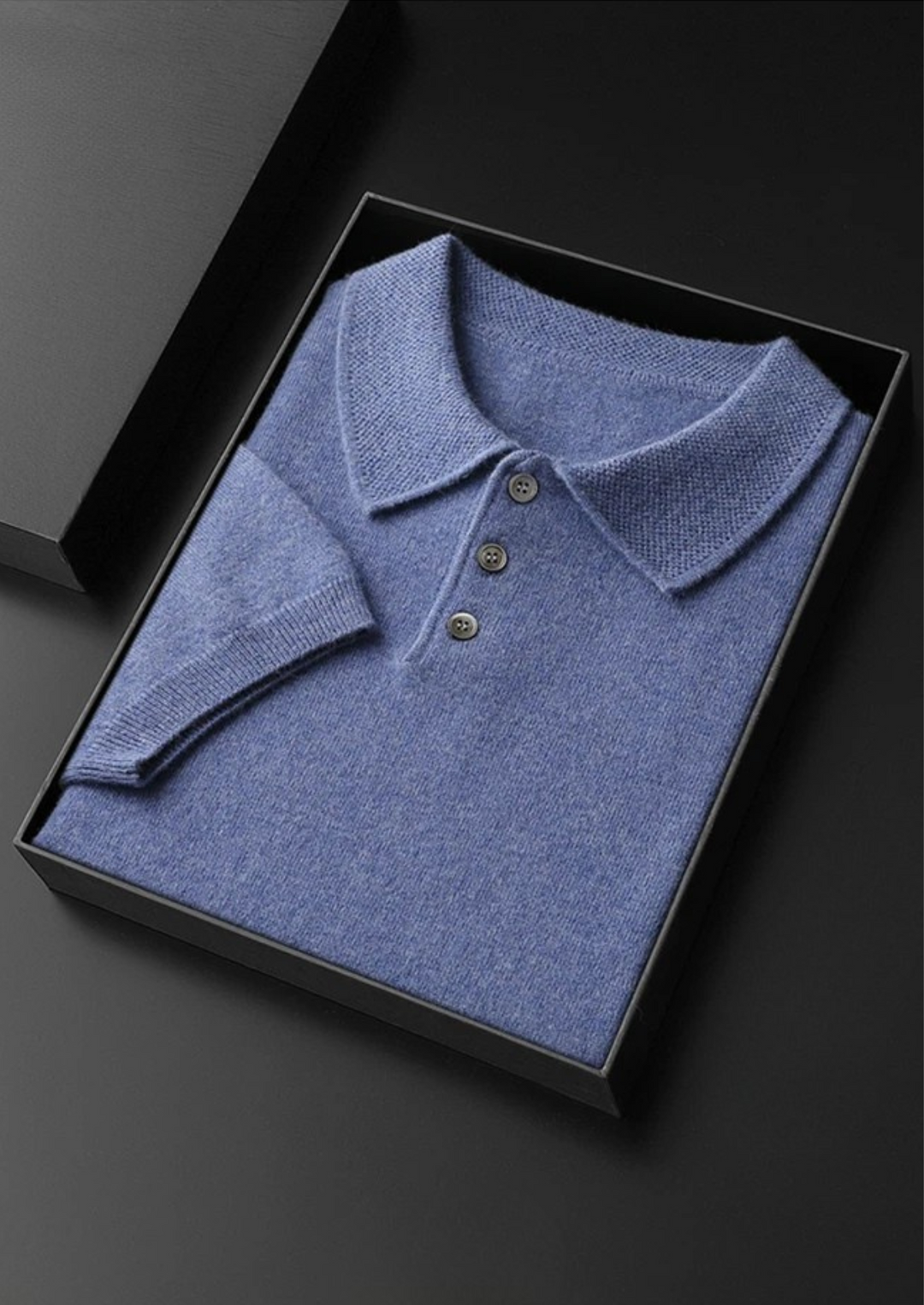 100% CASHMERE CLASSIC POLO SHIRT.