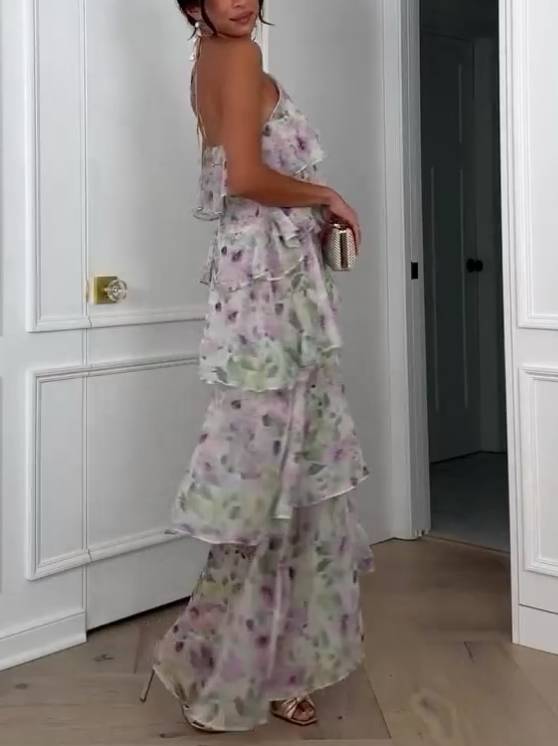 Halter™  |  Ruffle Floral Print Dress