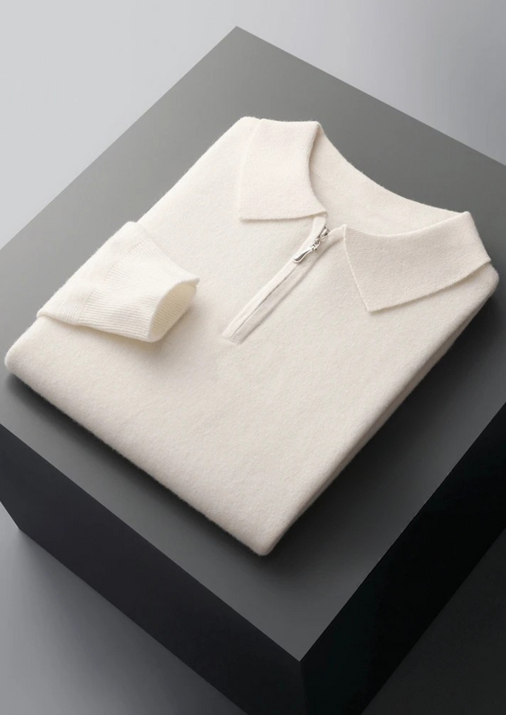 Emma & Rose wool half-zip knit polo — premium knitwear