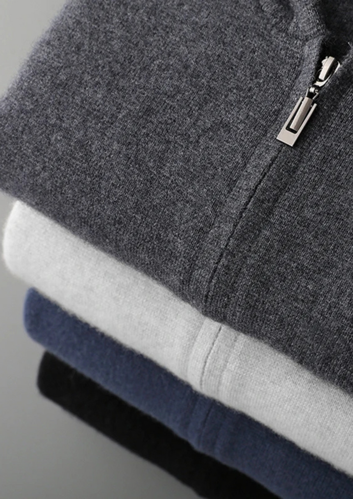 100% Cashmere Zipper Hoodie, view 10 - Elena Harper