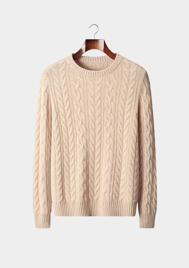 Emma & Rose merino wool cable knit crewneck — premium winter jumper