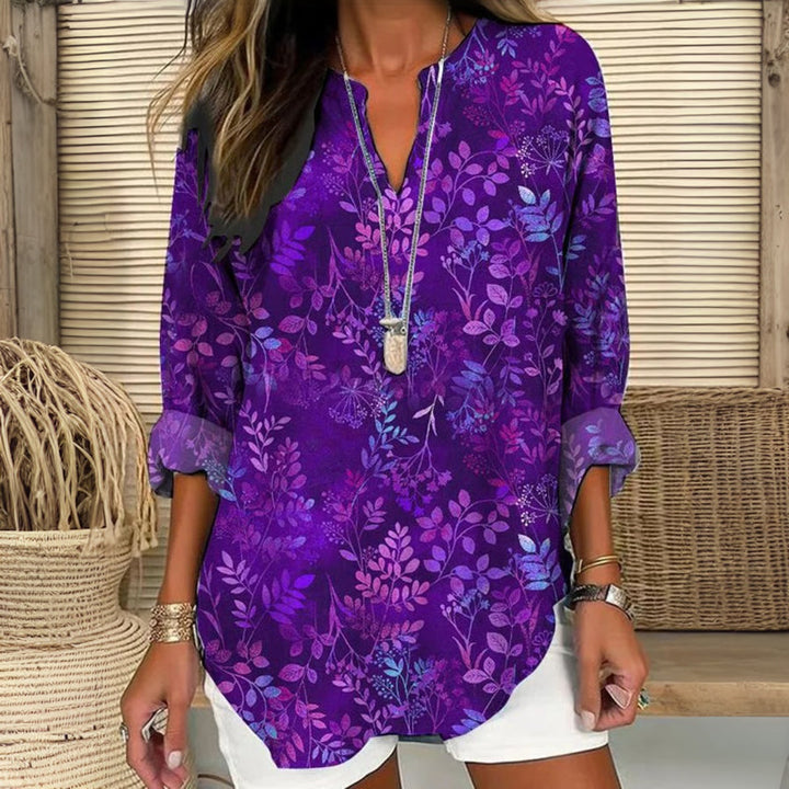Vintage Leaf Print Blouse
