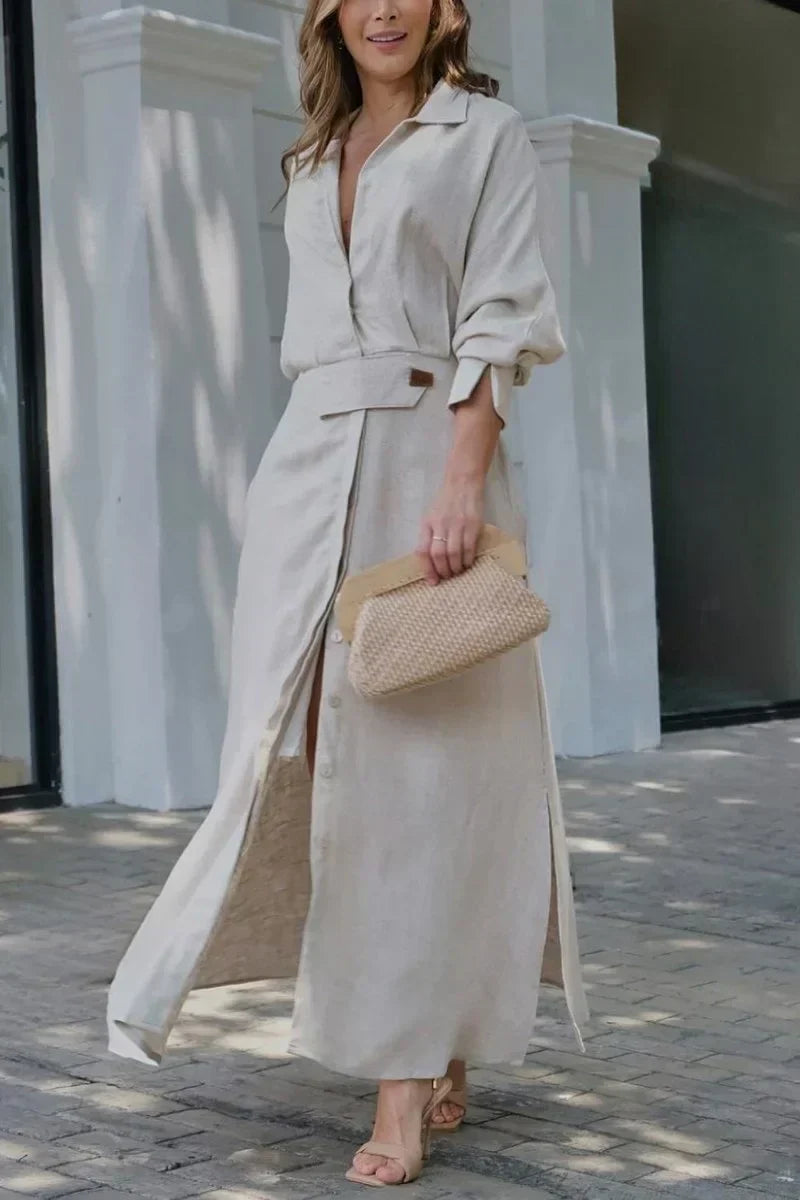 Eulalia Cotton and Linen Maxi Dress - Elena Harper