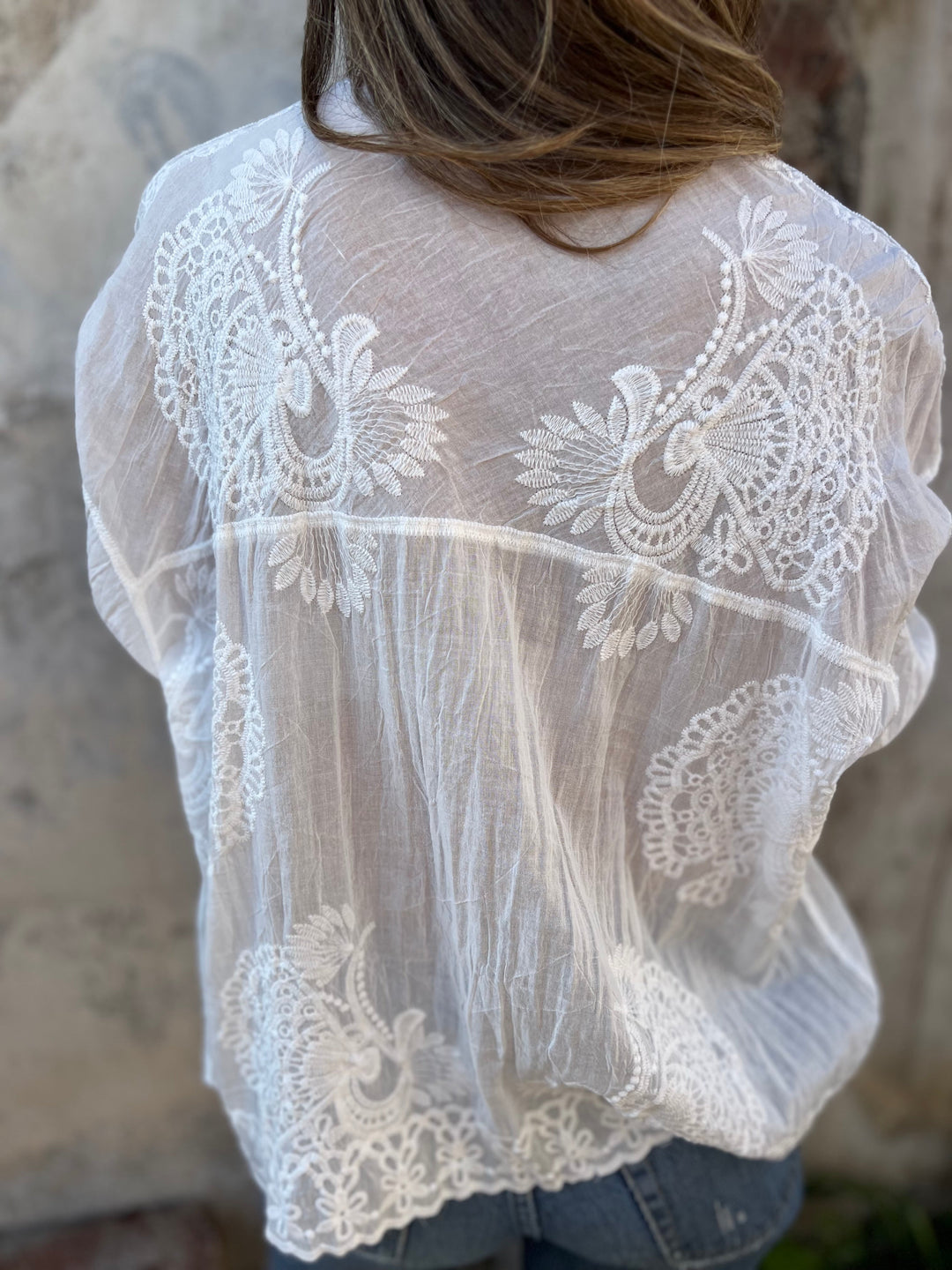 Leonilde Embroidered Air Blouse, view 6 - Elena Harper