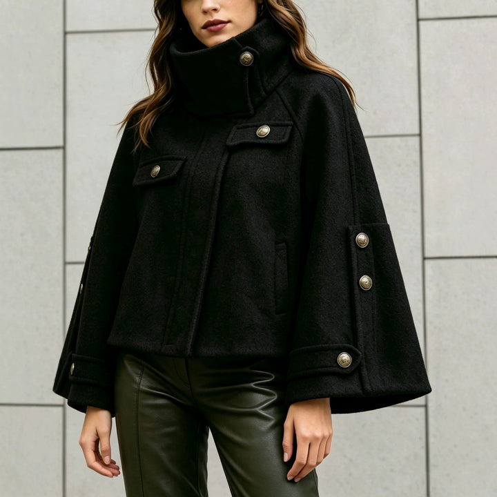 Short women's coat with high collar - Elegant and warm