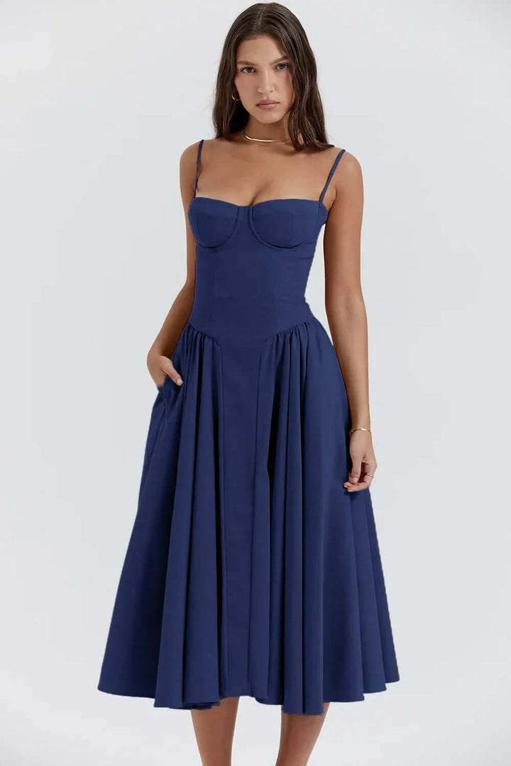 Women's Sleeveless Corset Fit Midi Dress