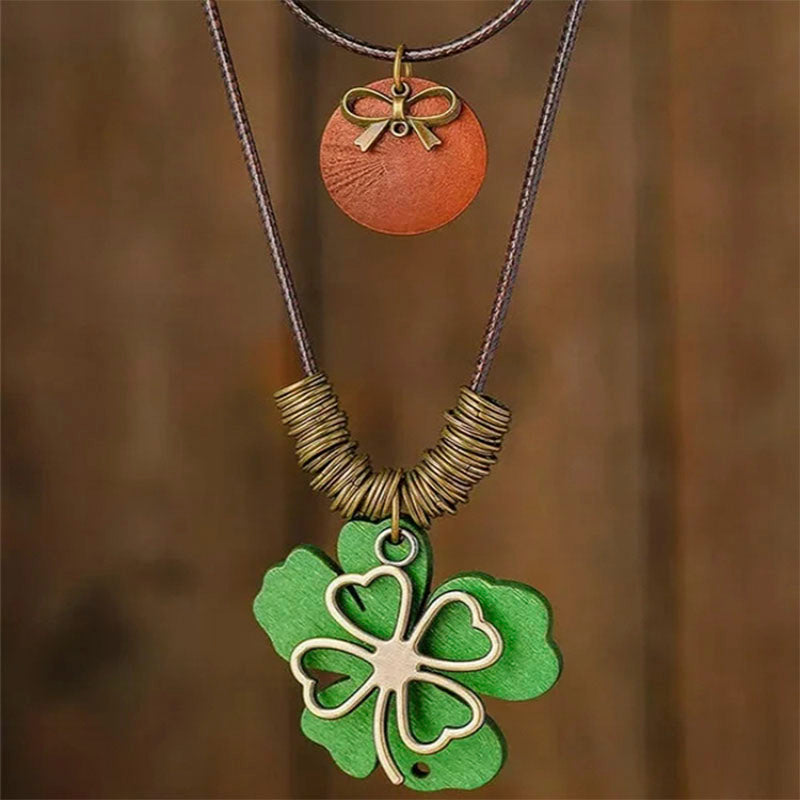Four-Leaf Clover Pendant Necklace, view 2 - Elena Harper