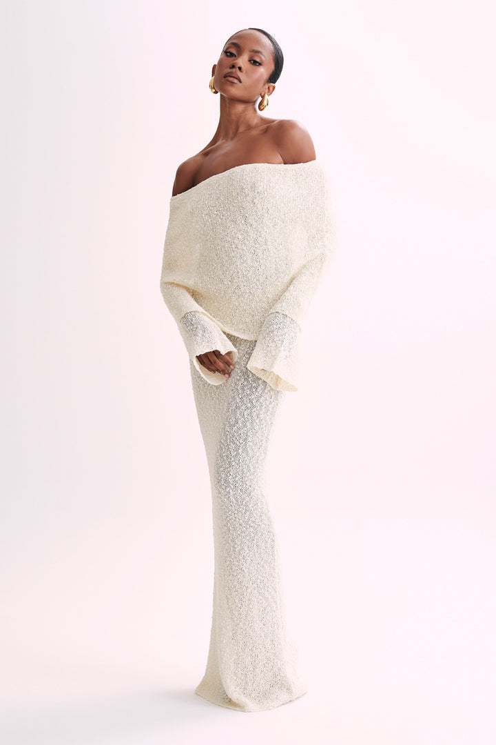 Women's Elegant Off-Shoulder Maxi Dress for Evenings