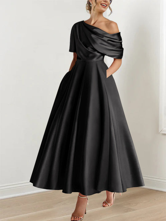 Satin a-Line Dress for Women, view 5 - Elena Harper