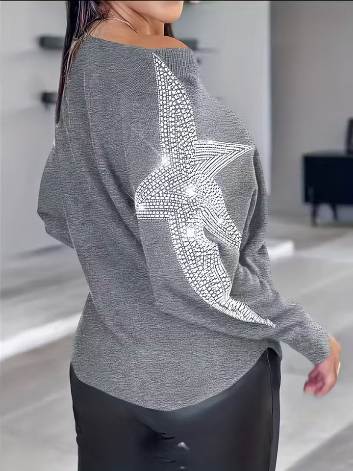 Bernardino - Elegant Long Sleeve Sweater With Star Print