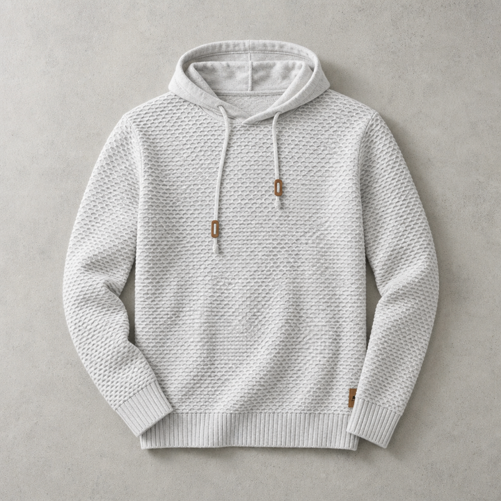 Bormio Basket-Weave Pullover Hoodie, view 5 - Elena Harper