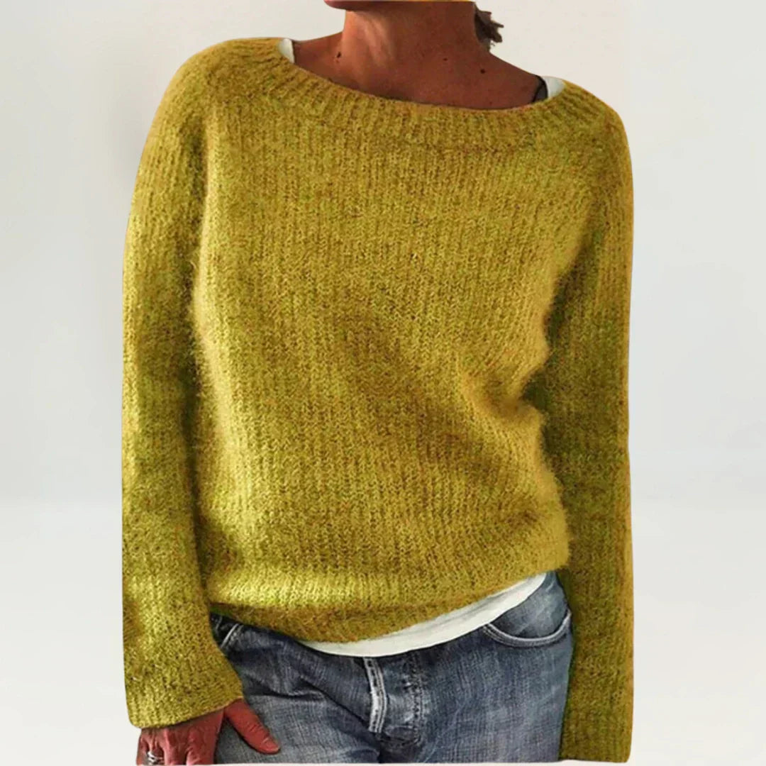 Bright yellow cozy sweater from Emma & Rose Cape Town, featuring a soft knit texture and a comfortable fit.