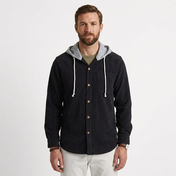 Waffle Knit Hooded Overshirt For Men