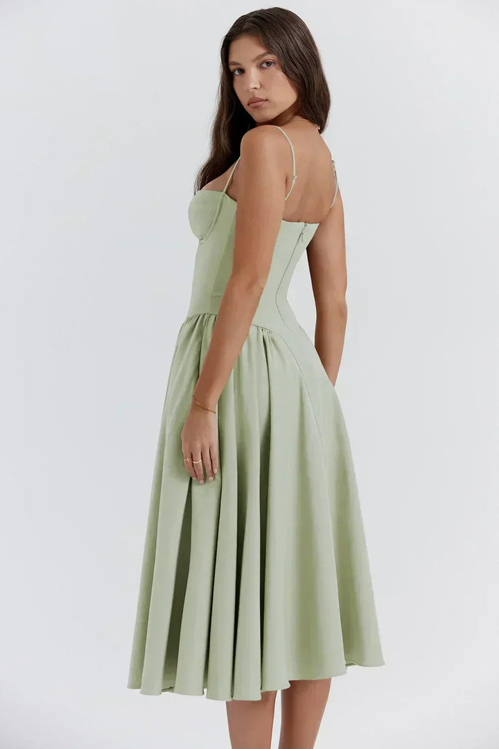 Elara Strap Dress with Corset, view 2 - Elena Harper