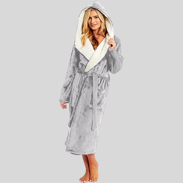 Women's Luxury Hooded Bathrobe Soft & Practical, view 2 - Elena Harper