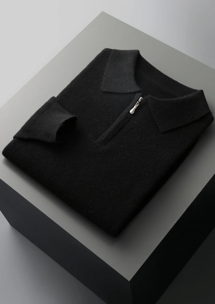 Emma & Rose wool half-zip knit polo — premium knitwear