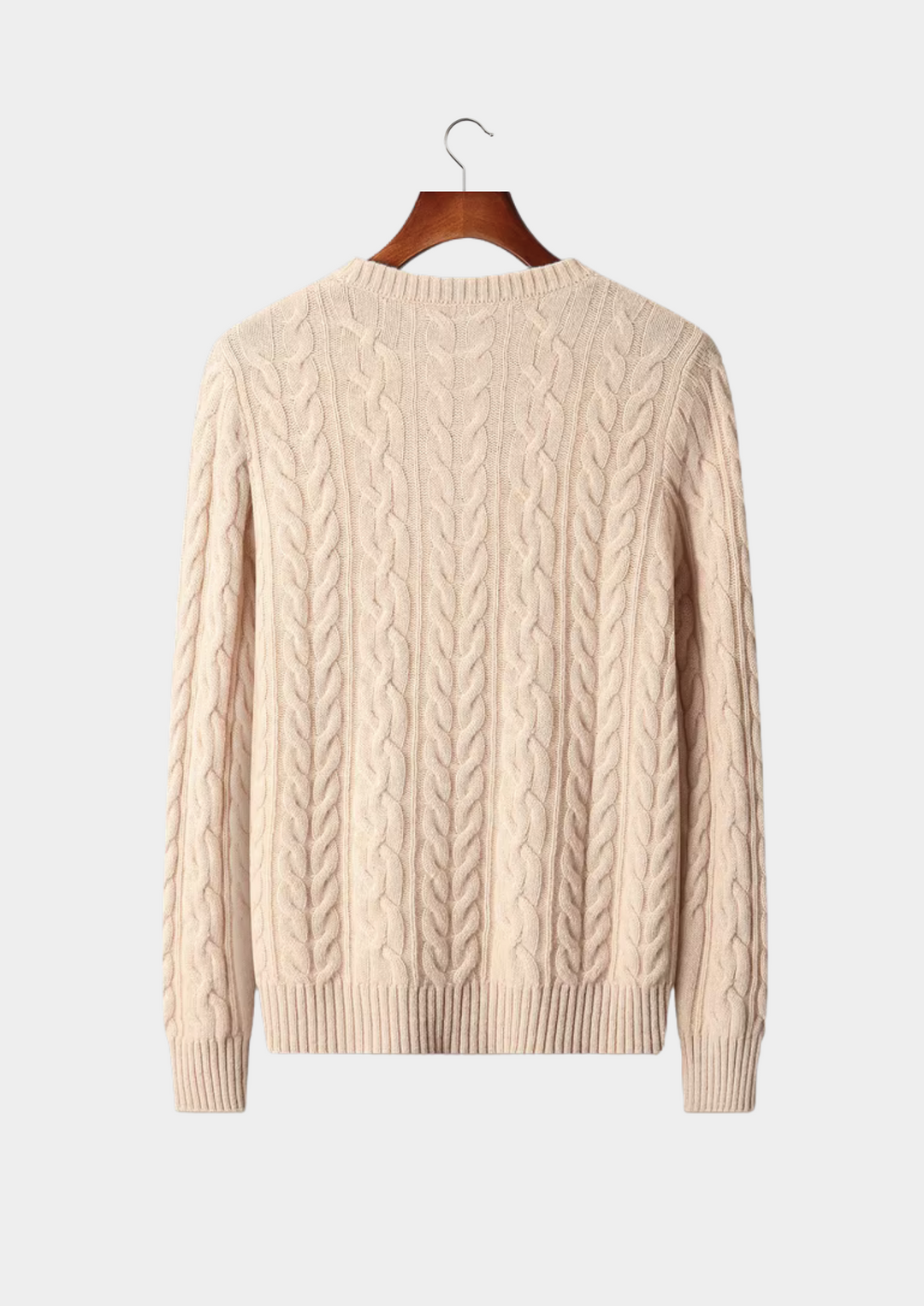 Emma & Rose merino wool cable knit crewneck — premium winter jumper