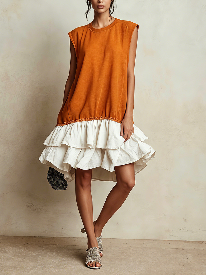 Ilaria | Casual colour block dress, relaxed fit, holiday wear