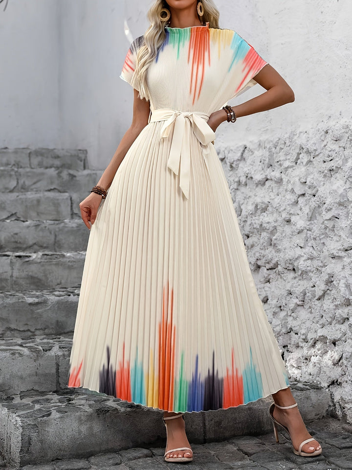 Miriam | Belted Pleated Maxi Dress