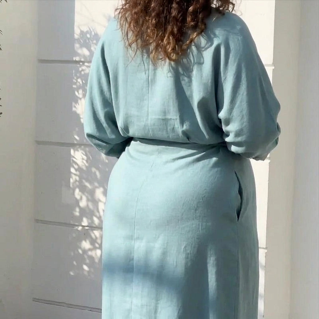 Wren Elegant Tied Dress: Chic Commute Long Sleeve Style, view 3 - Elena Harper