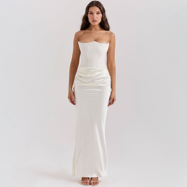 Long Strapless Evening Dress with Open Back | Ideal for Spring and Summer