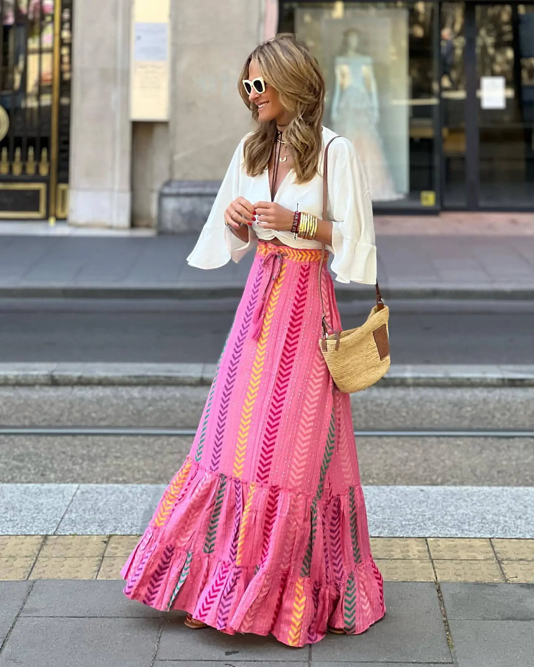 Long Floral Bohemian Skirt for Women - Amara