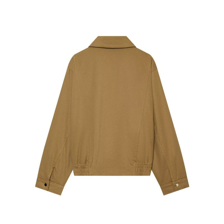 Women's Cotton Jacket with Lapels and Large Pockets - Chic and Versatile