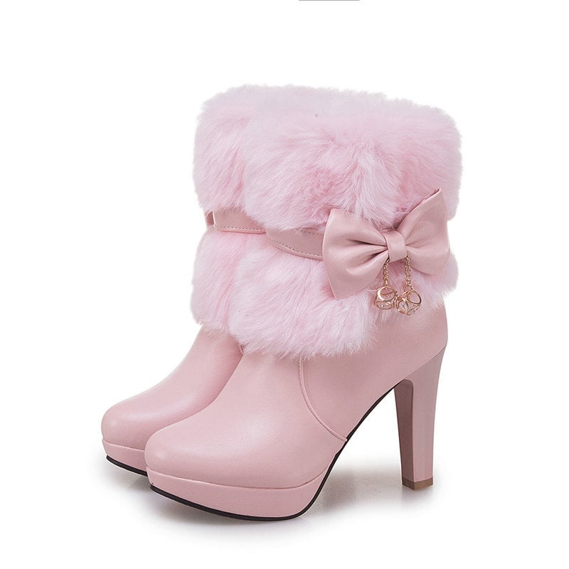 Short Women's Boots with Structured Heel - Yevrina