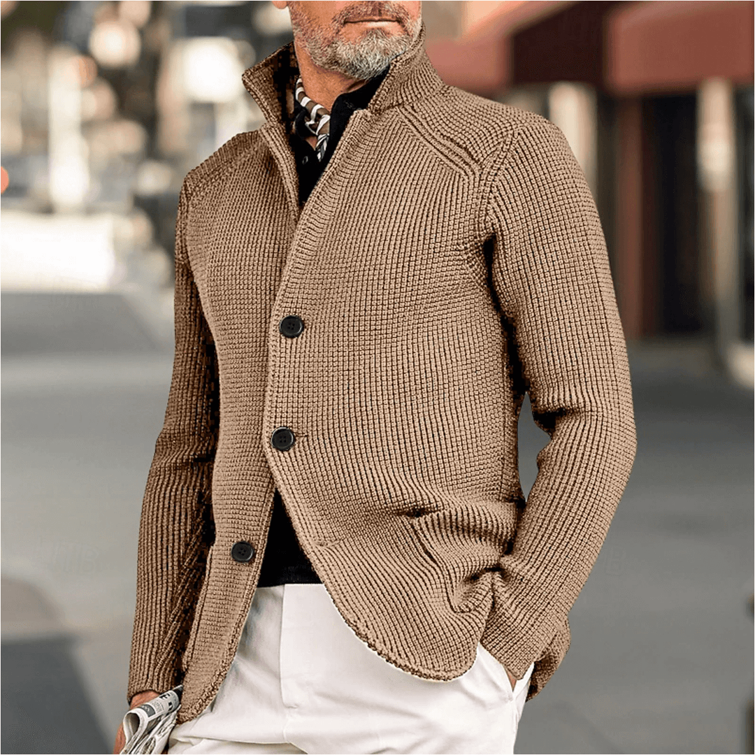 Men's Knit Cardigan Sweater, view 2 - Elena Harper