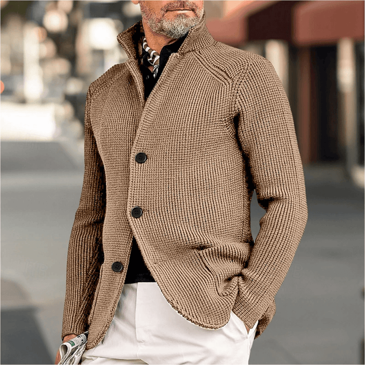 Men's Knit Cardigan Sweater, view 2 - Elena Harper