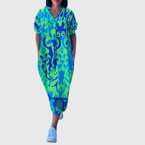 Ashley™ Elegant Summer Dress by Emma & Rose Cape Town, featuring lightweight fabric, sleeveless design, and floral pattern.