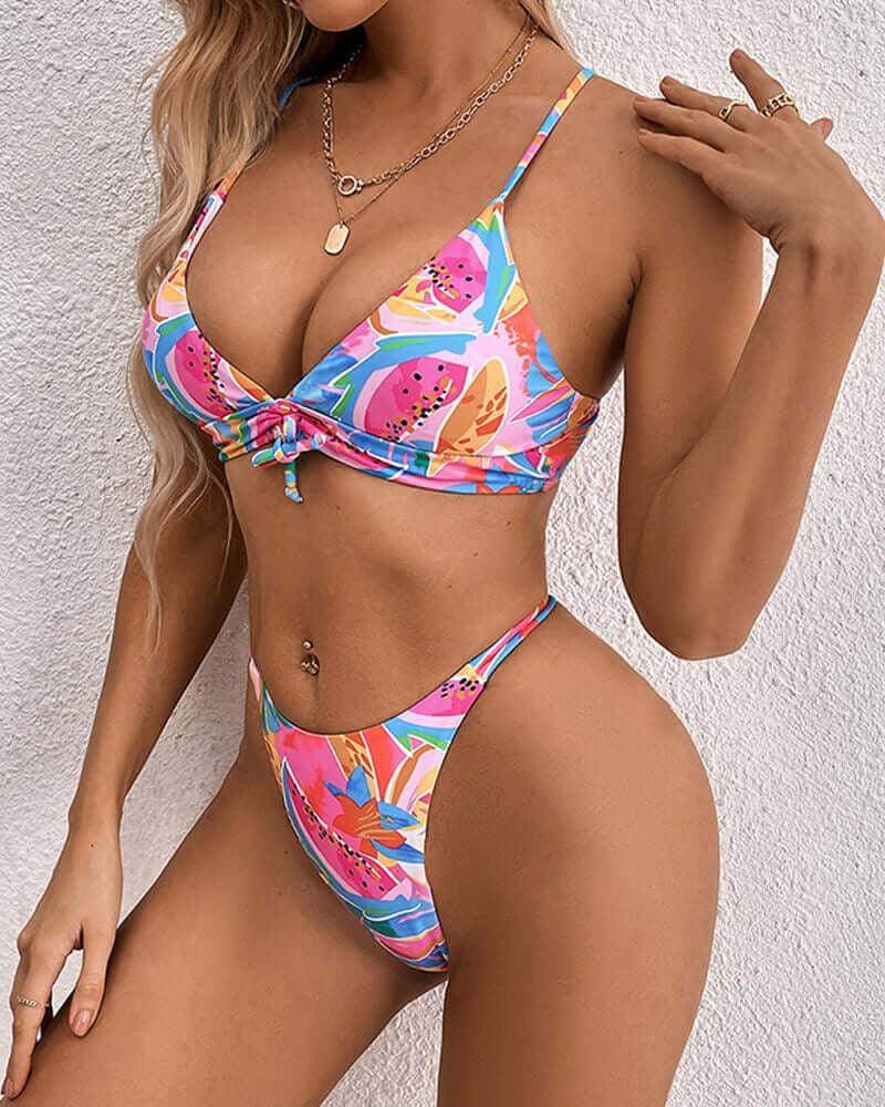 Tropical Print Bikini Set, view 2 - Elena Harper