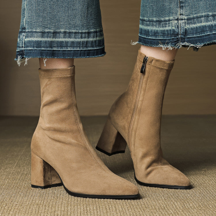 Stretch Ankle Boots with Heels, view 7 - Elena Harper